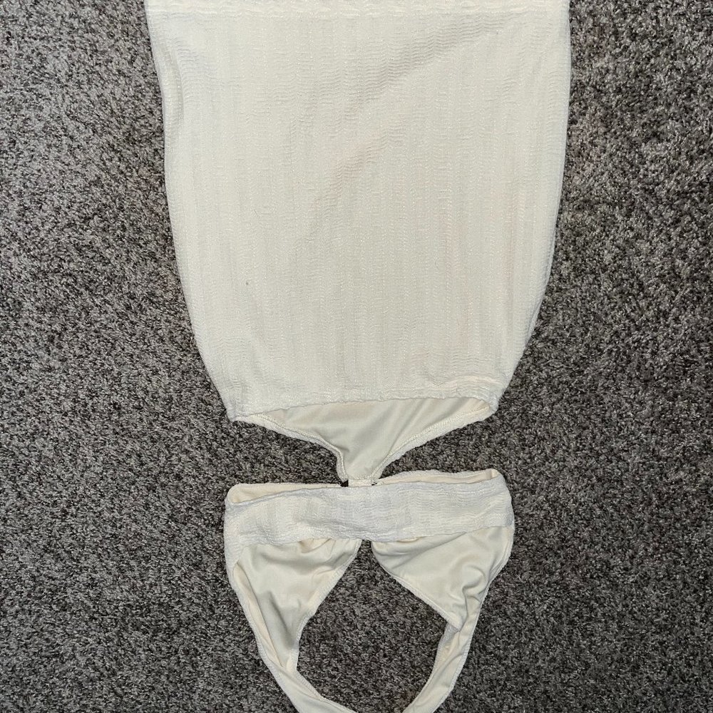 cutout cream halter dress